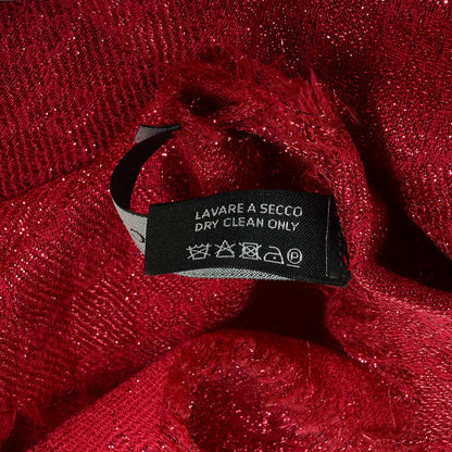 Gucci Silk Wool Shimmer Monogram Scarf Magenta 5 of 6