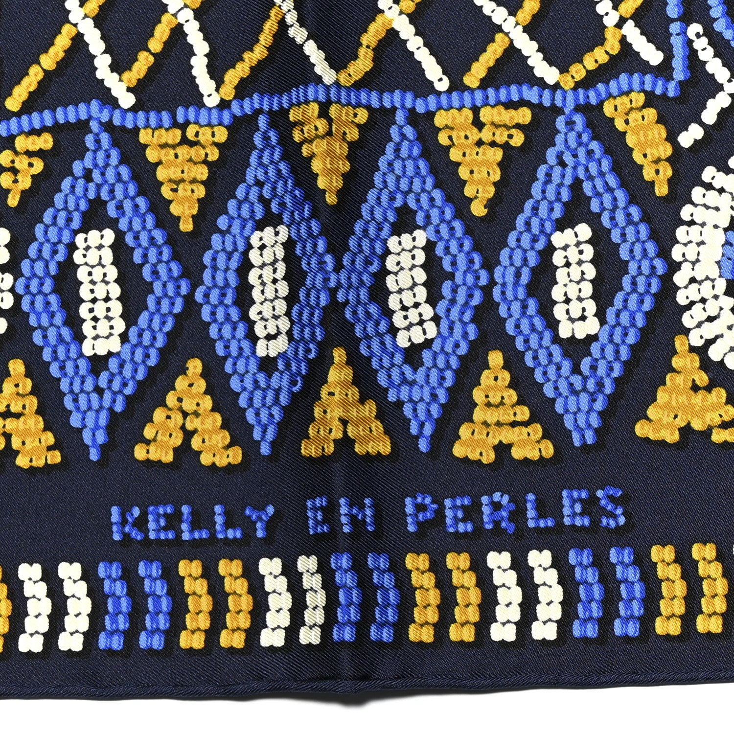 Hermes Silk Twill Kelly En Perles Giant Scarf 70 Marine Bleu Roy 2 of 4
