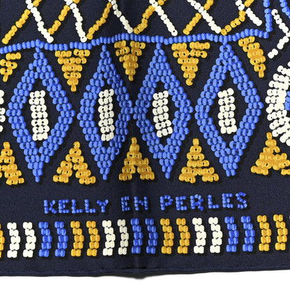 Hermes Silk Twill Kelly En Perles Giant Scarf 70 Marine Bleu Roy 2 of 4