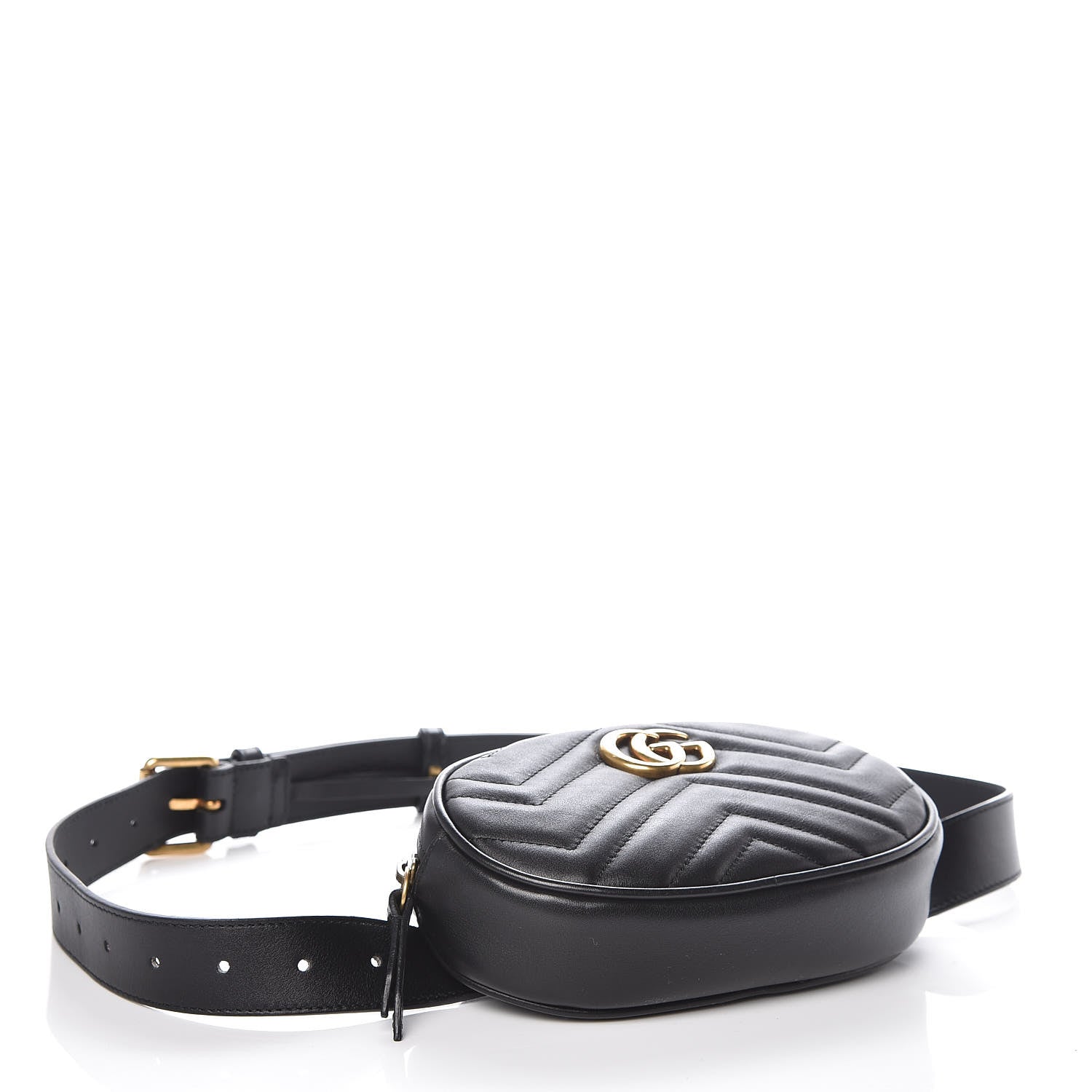 Gucci Calfskin Matelasse GG Marmont Belt Bag 95 38 Black 4 of 8