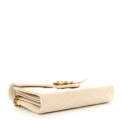 Gucci Calfskin Matelasse GG Marmont Chain Wallet Mystic White 4 of 15