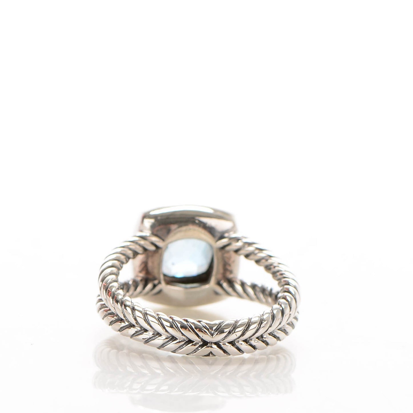 Sterling Silver Diamond Blue Topaz 7mm Petite Albion Ring 52 6