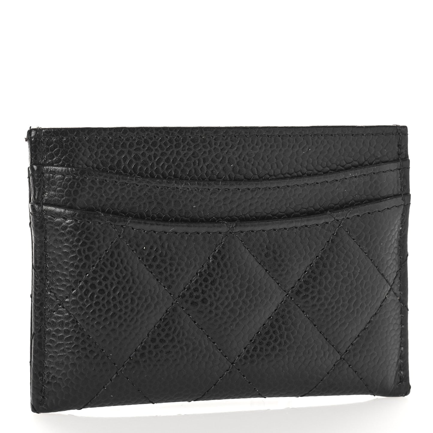 Caviar Quilted Card Holder Black