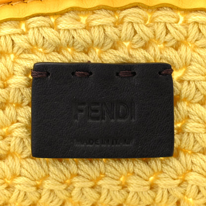 Fendi Fabric Crochet Baguette Phone Bag Giallo 6 of 10