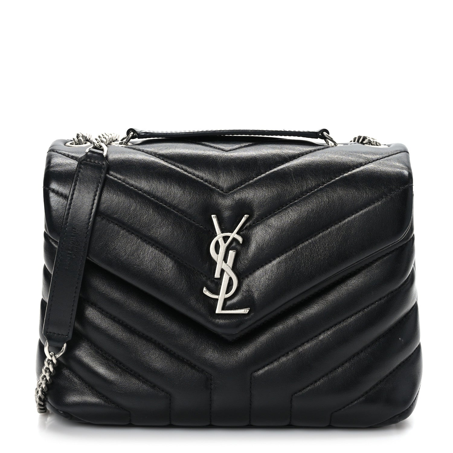 Saint Laurent Calfskin Y Quilted Monogram Small Loulou Chain Satchel Earth 1 of 10
