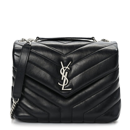 Saint Laurent Calfskin Y Quilted Monogram Small Loulou Chain Satchel Earth 1 of 10