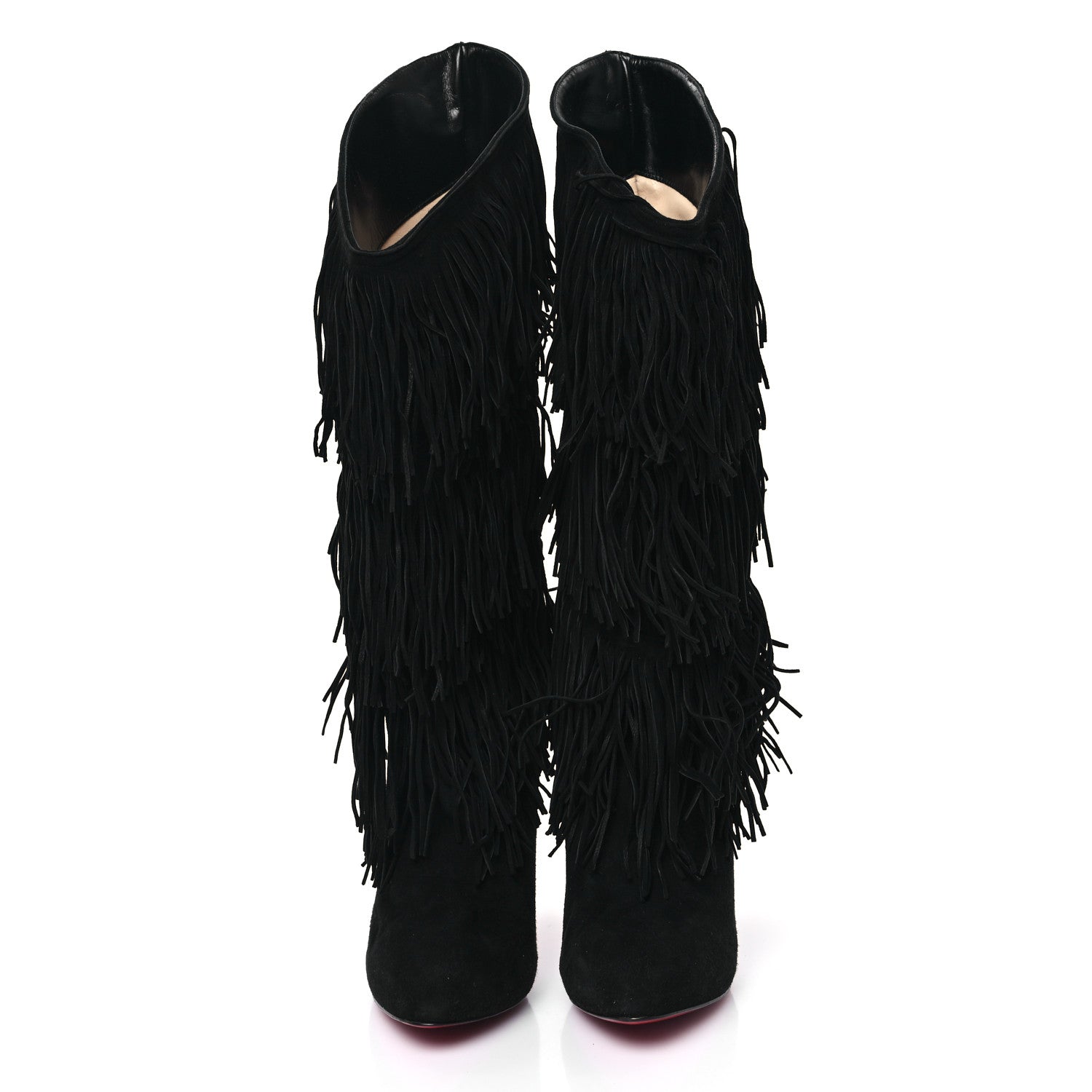 Christian Louboutin Suede For Ever Tina Fringe 140 Boots 41 Black 2 of 7