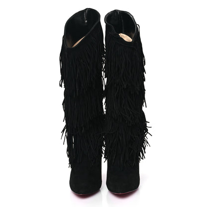 Christian Louboutin Suede For Ever Tina Fringe 140 Boots 41 Black 2 of 7