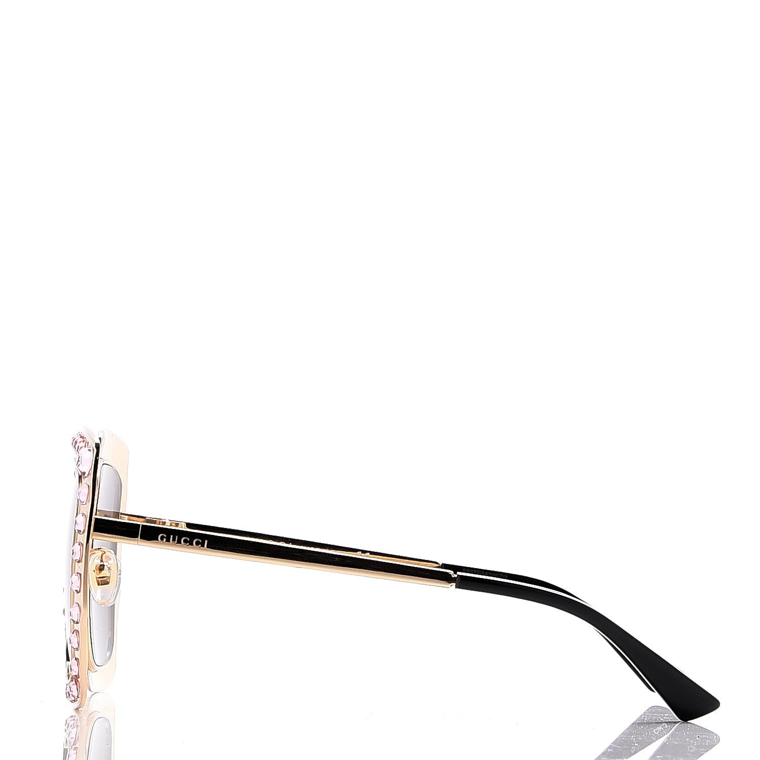 Gucci Metal Acetate Crystal Oversize GG0115S Sunglasses Rose Gold 3 of 8