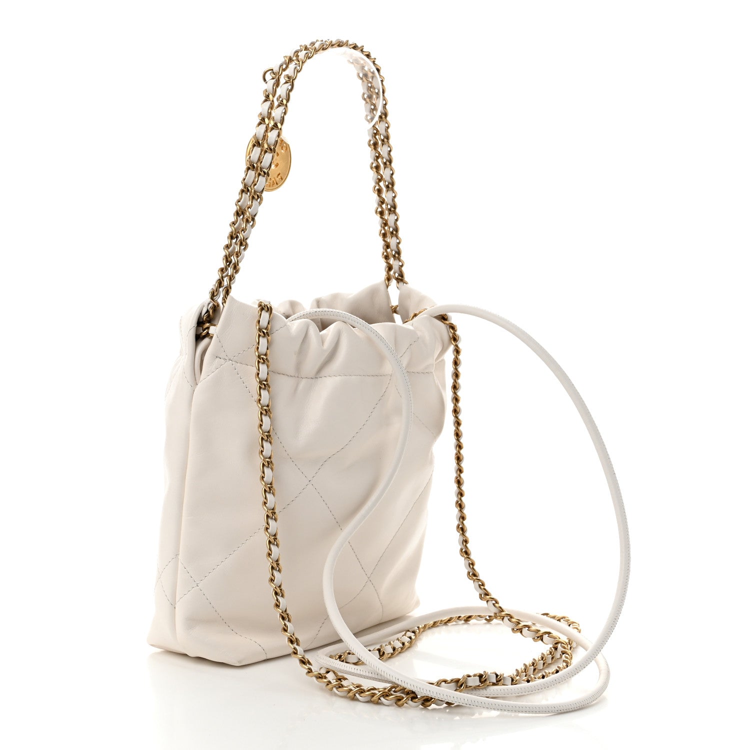 Chanel Shiny Calfskin Quilted Mini Chanel 22 White Black 2 of 10