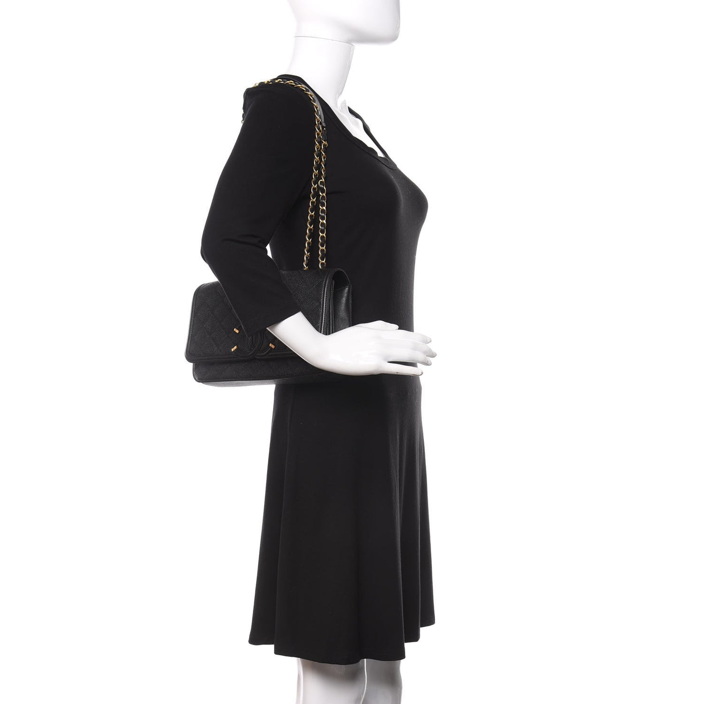 Caviar Quilted Medium CC Filigree Flap Black