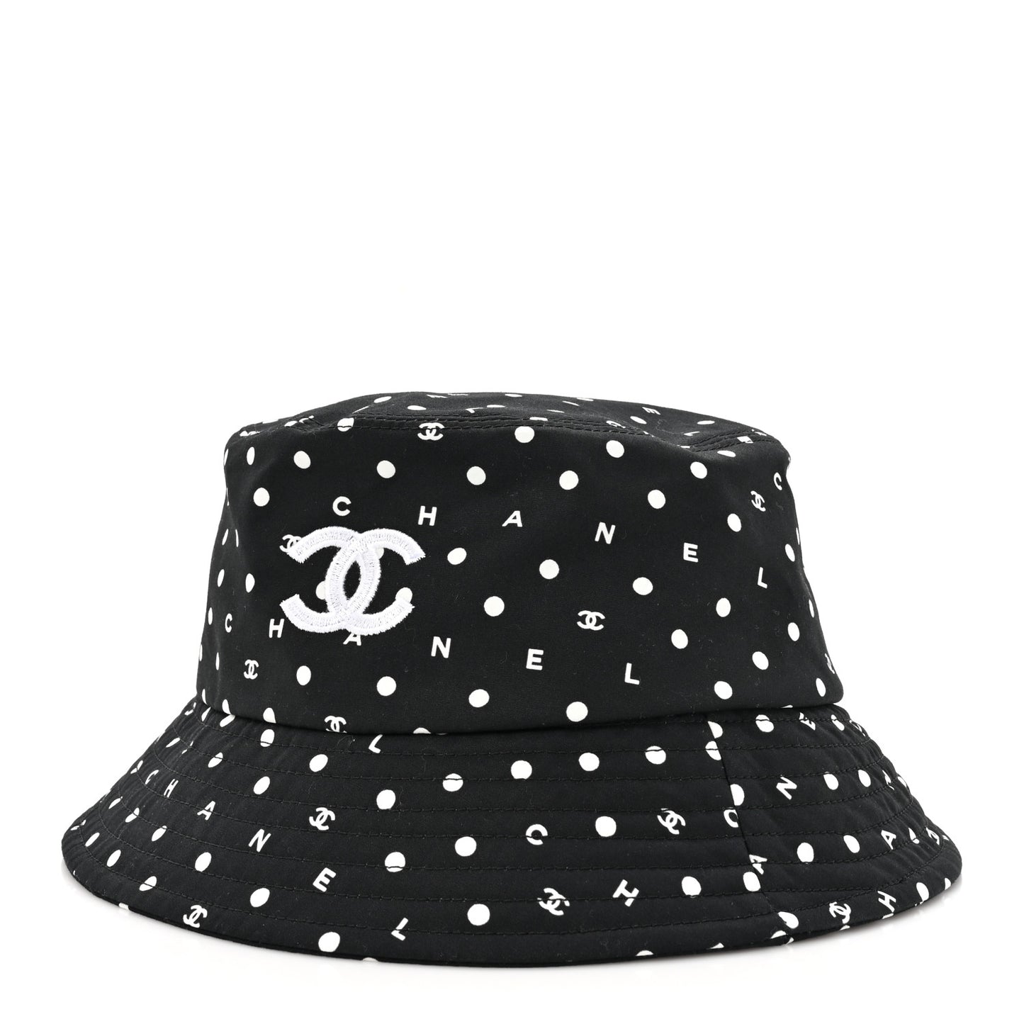 Cotton CC Polka Dot Bucket Hat L Black