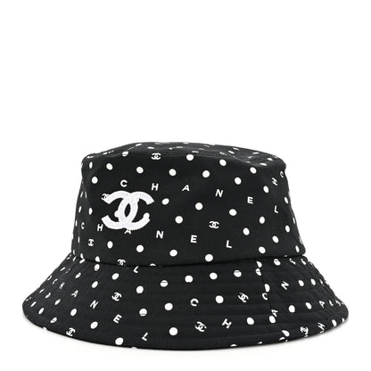 Chanel Cotton CC Polka Dot Bucket Hat L Black 1 of 8