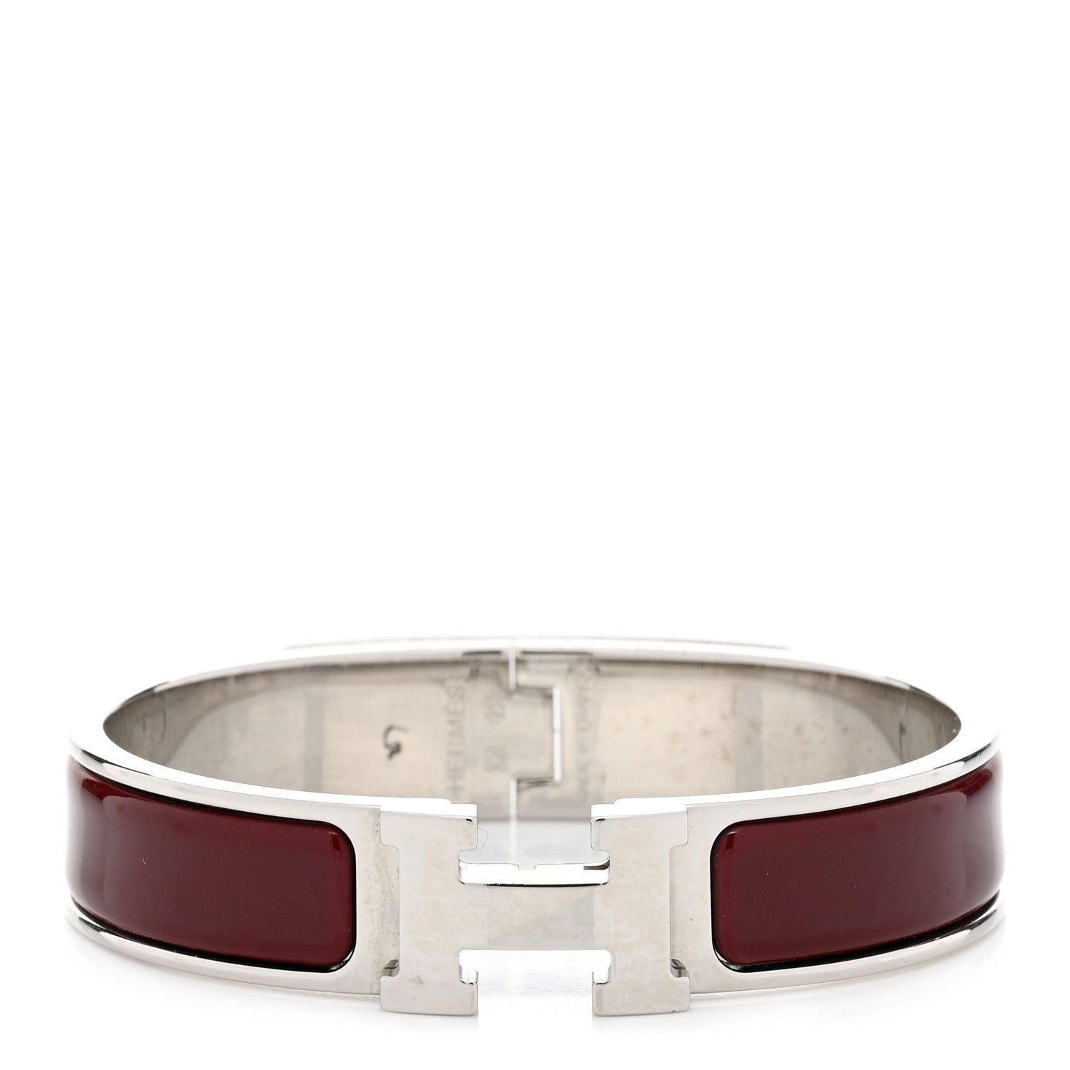 Hermes Enamel Narrow Clic Clac H Bracelet PM Rouge H 1 of 6