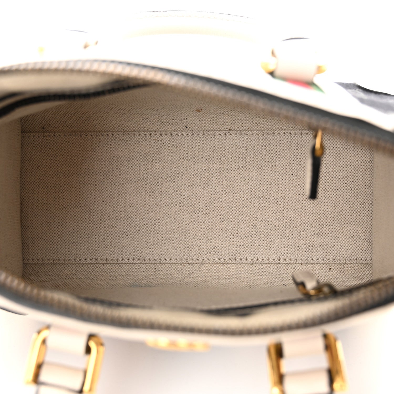 Gucci Monogram Textured Dollar Calfskin Web Mini Bauletto Duffle Top Handle Bag Black Mystic White 5 of 11