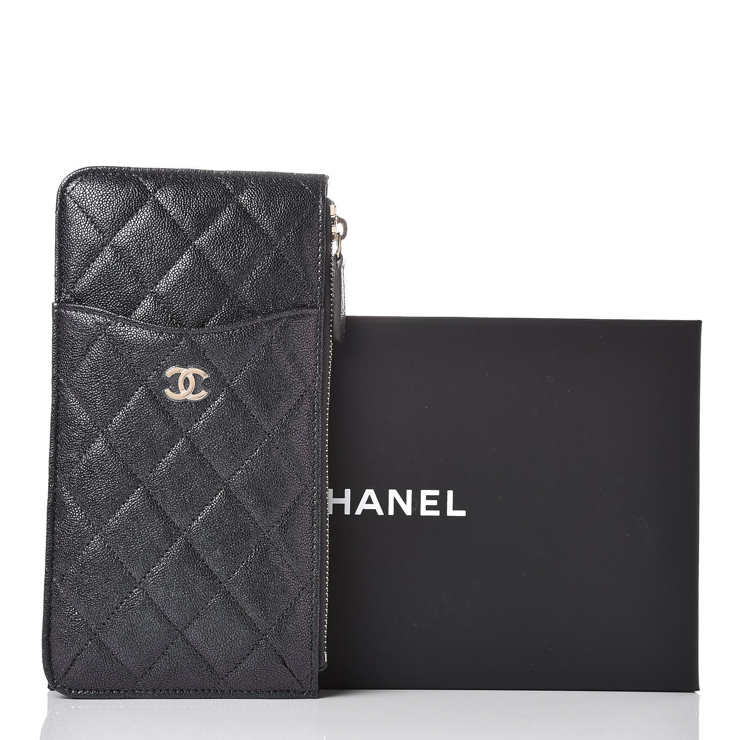 Chanel Iridescent Caviar Quilted Classic iPhone Pouch Black 8 of 8