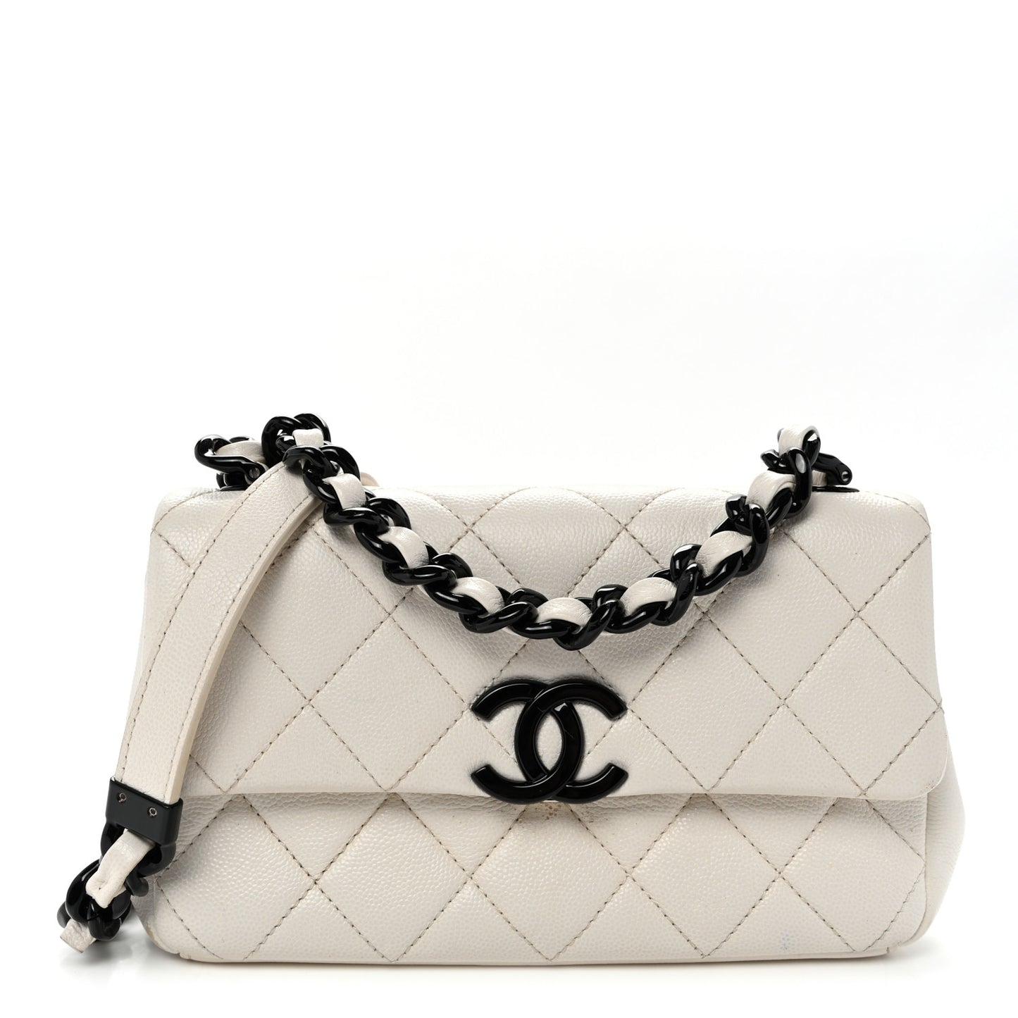 Caviar Quilted My Everything Small Flap White Black