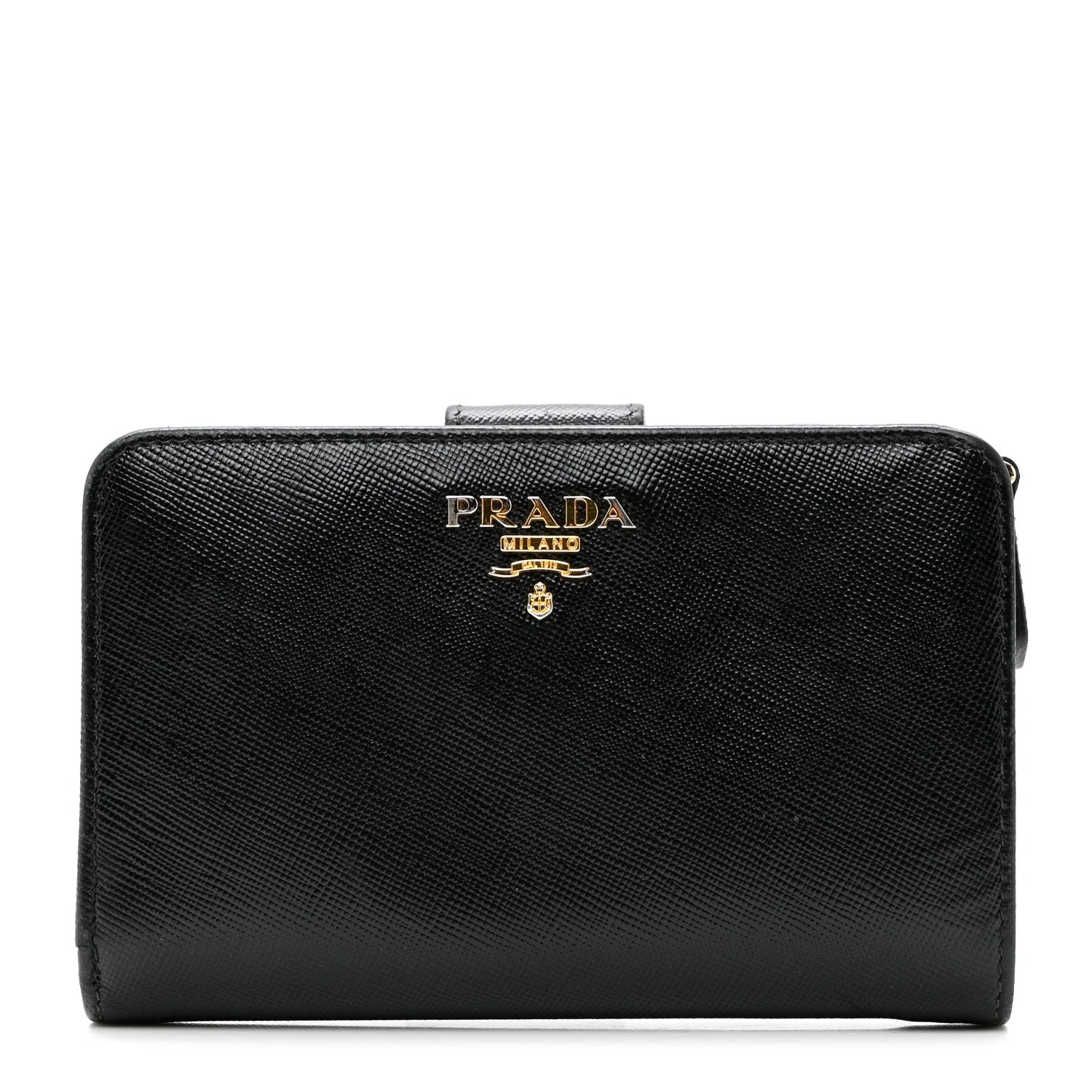 Prada Saffiano Metal Compact Wallet Black 1 of 8