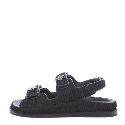 Chanel Fabric Velcro Dad Sandals 38 Black 1 of 9
