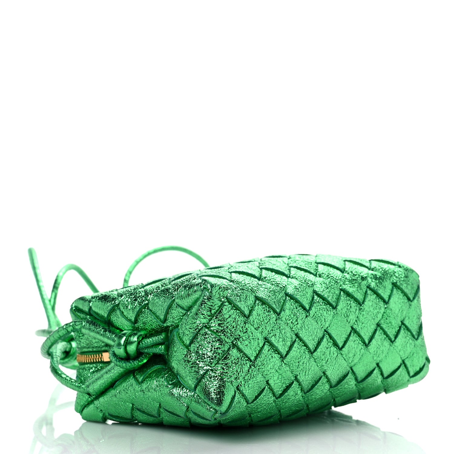 Bottega Veneta Metallic Calfskin Intrecciato Mini Loop Camera Bag Green 4 of 8