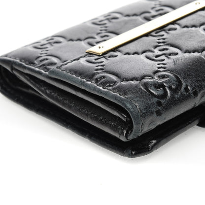Gucci Guccissima Metal Bar French Flap Wallet Black 10 of 11