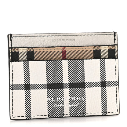 Burberry Calfskin Haymarket Check Cat Applique Card Case Black White 3 of 10