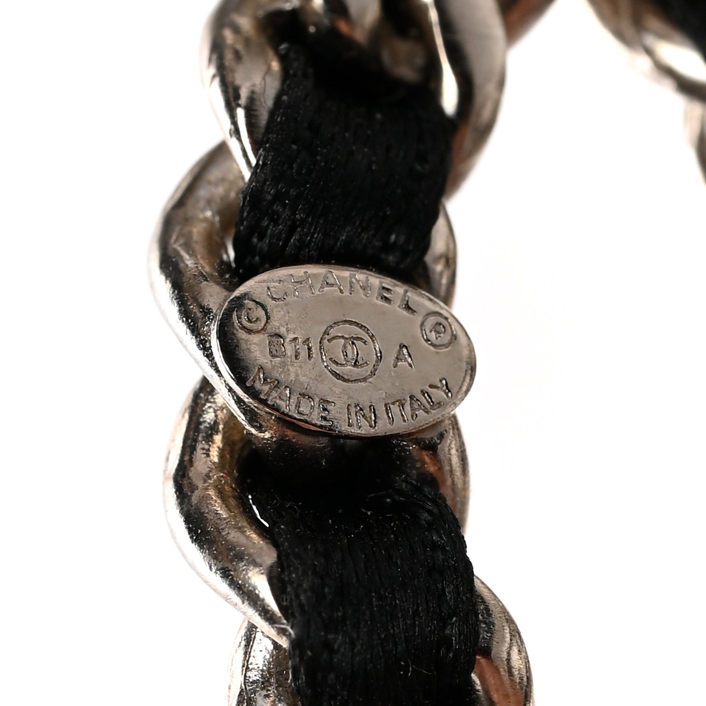 Satin CC Chain Earrings Light Gold Black