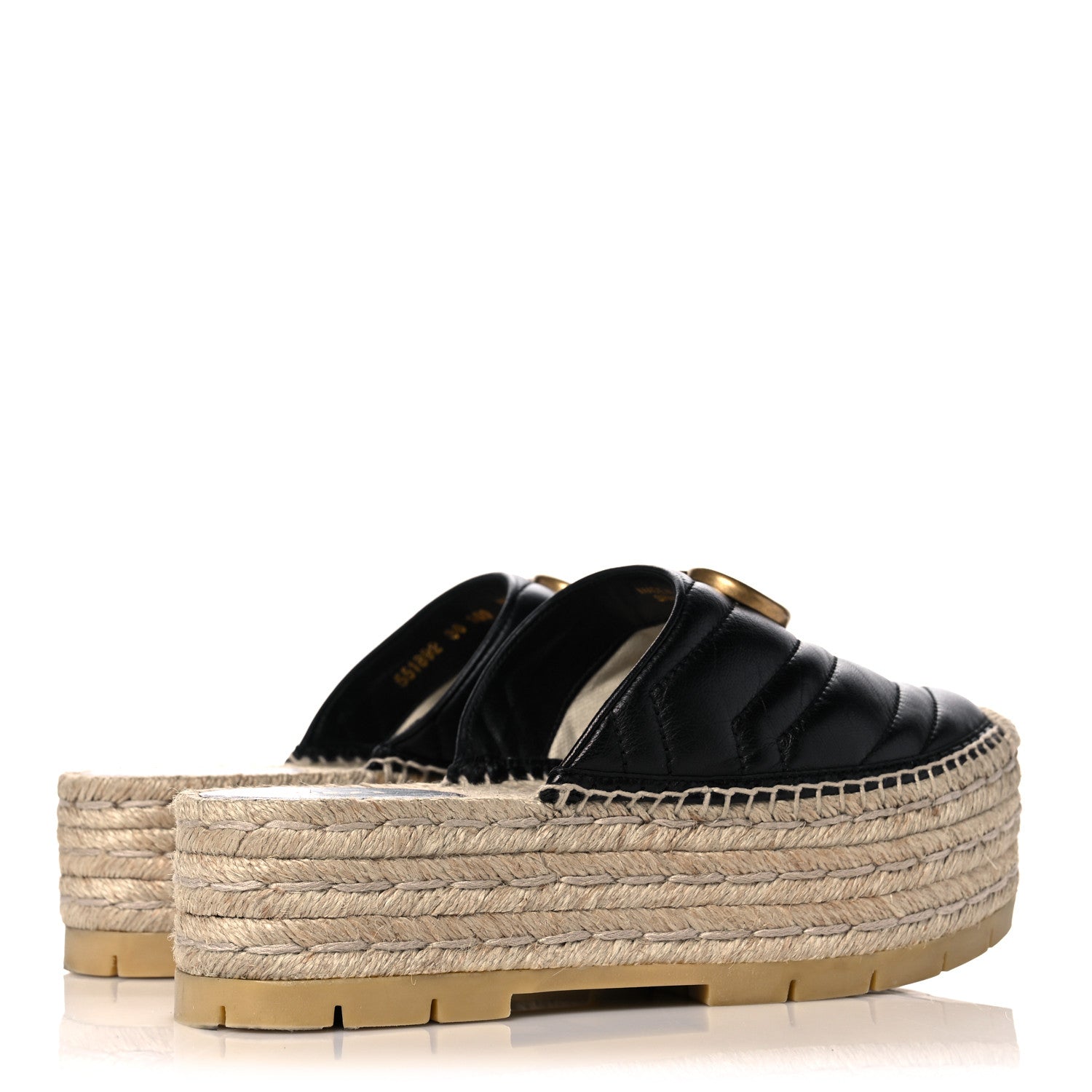 Gucci Nappa Matelasse GG Marmont Platform Espadrille Slippers 36 Black 4 of 9