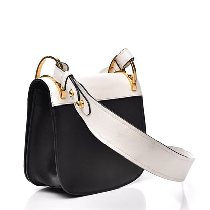 Prada City Calfskin Pionniere Saddle Bag Black White 3 of 15