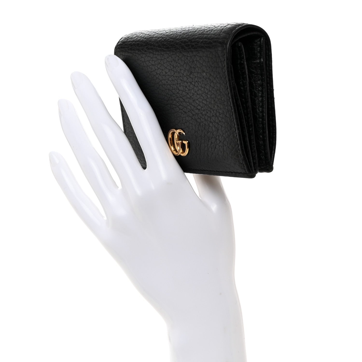 Gucci Pebbled Calfskin GG Marmont Card Case Black 2 of 9