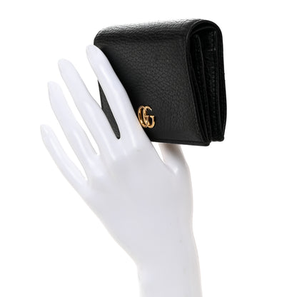 Gucci Pebbled Calfskin GG Marmont Card Case Black 2 of 9