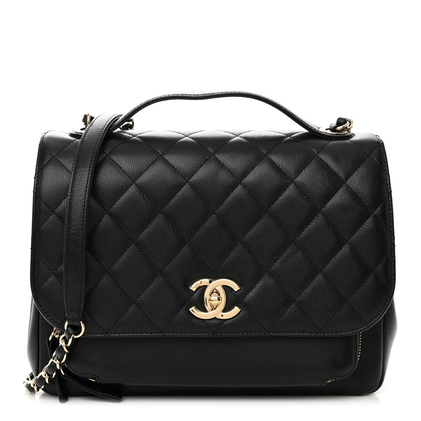 Caviar Quilted Large Business Affinity Flap Black