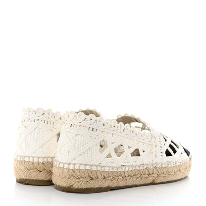 Chanel Woven Fabric Grosgrain CC Espadrilles 39 White Black 4 of 9