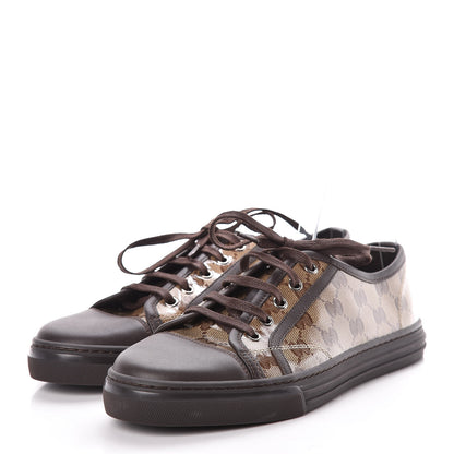 Gucci Crystal Monogram Miro Soft Calfskin Womens Low Top Sneakers 38.5 Beige Ebony Cocoa 3 of 9