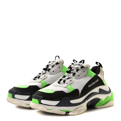 Balenciaga Fabric Mesh Mens Triple S Sneakers 40 White Green Fluo Black 2 of 13
