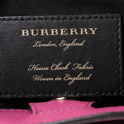 Burberry Grainy Calfskin House Check Small Banner Tote Brilliant Fuchsia 5 of 14