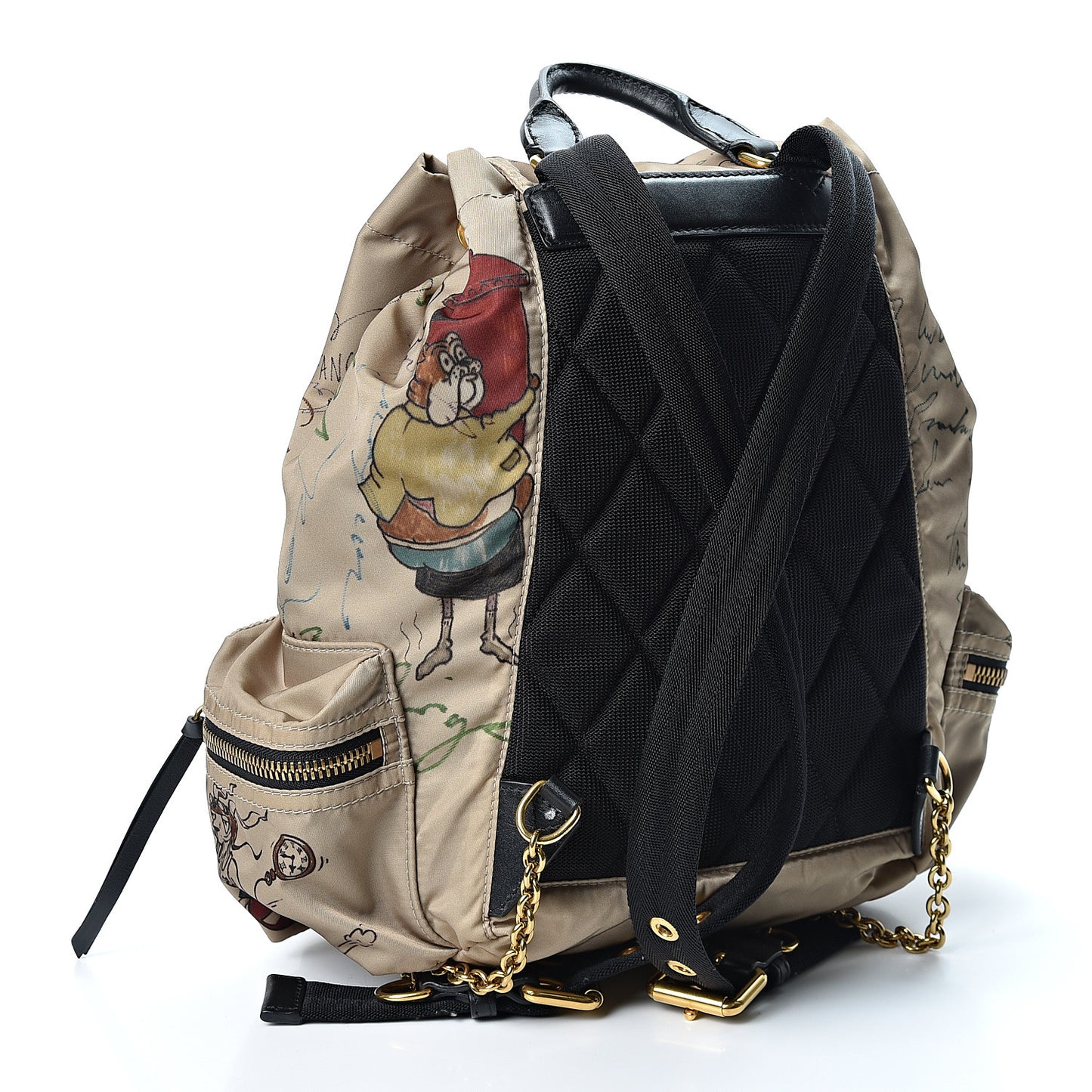 Nylon Print Medium Rucksack Backpack Beige