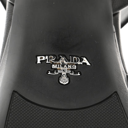 Prada Nappa Logo Quilted Crisscross Platform 20/65mm Sandals 39.5 Black 8 of 9