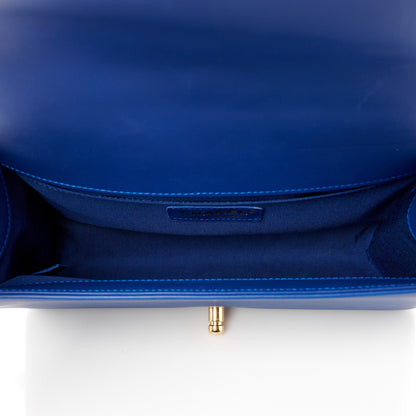 Chanel Lambskin Chevron Quilted Medium Boy Flap Blue 5 of 11