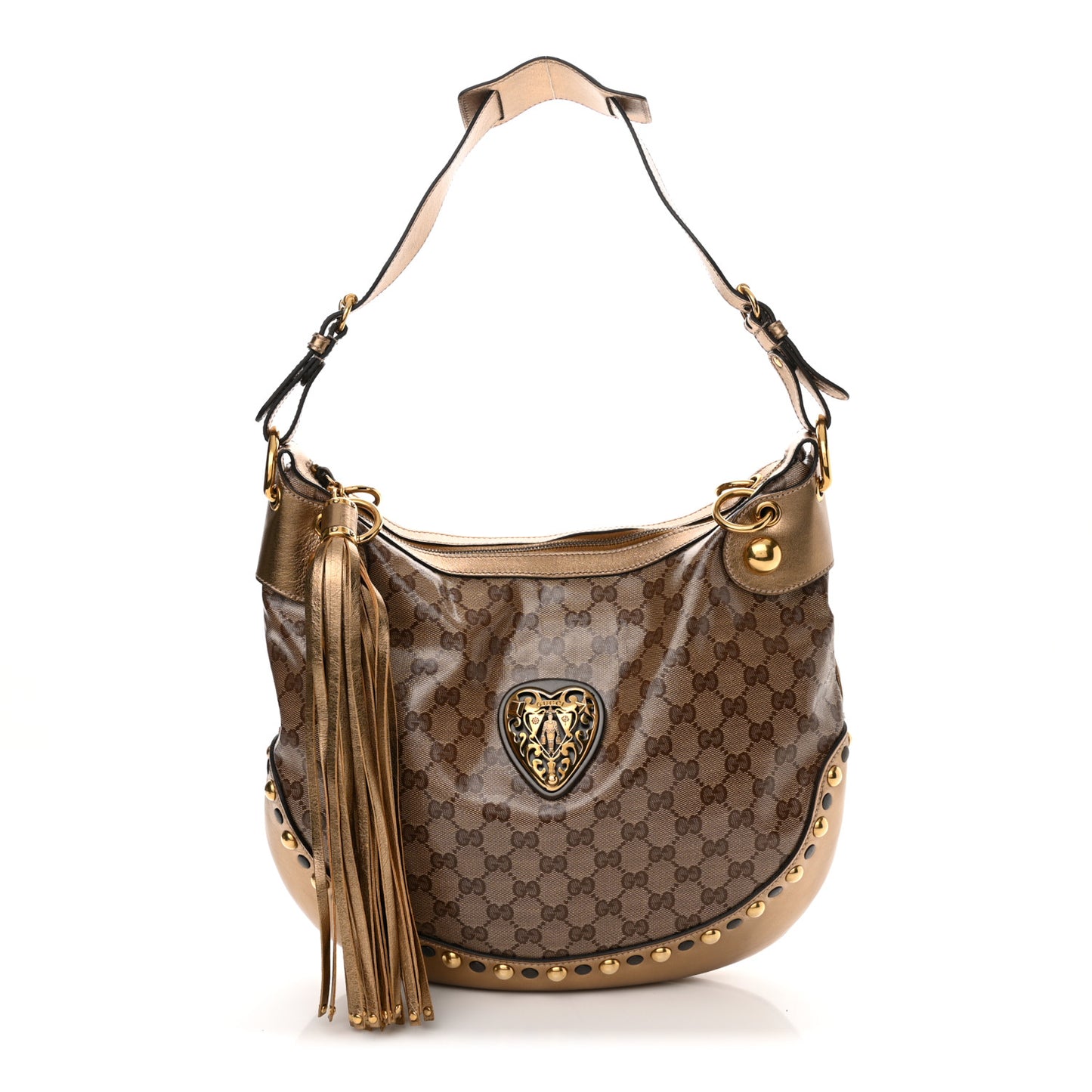 Crystal Monogram Babouska Hobo Gold