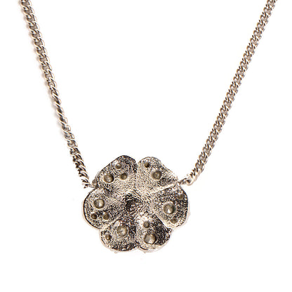 Chanel Crystal Camellia CC Necklace Silver 4 of 7