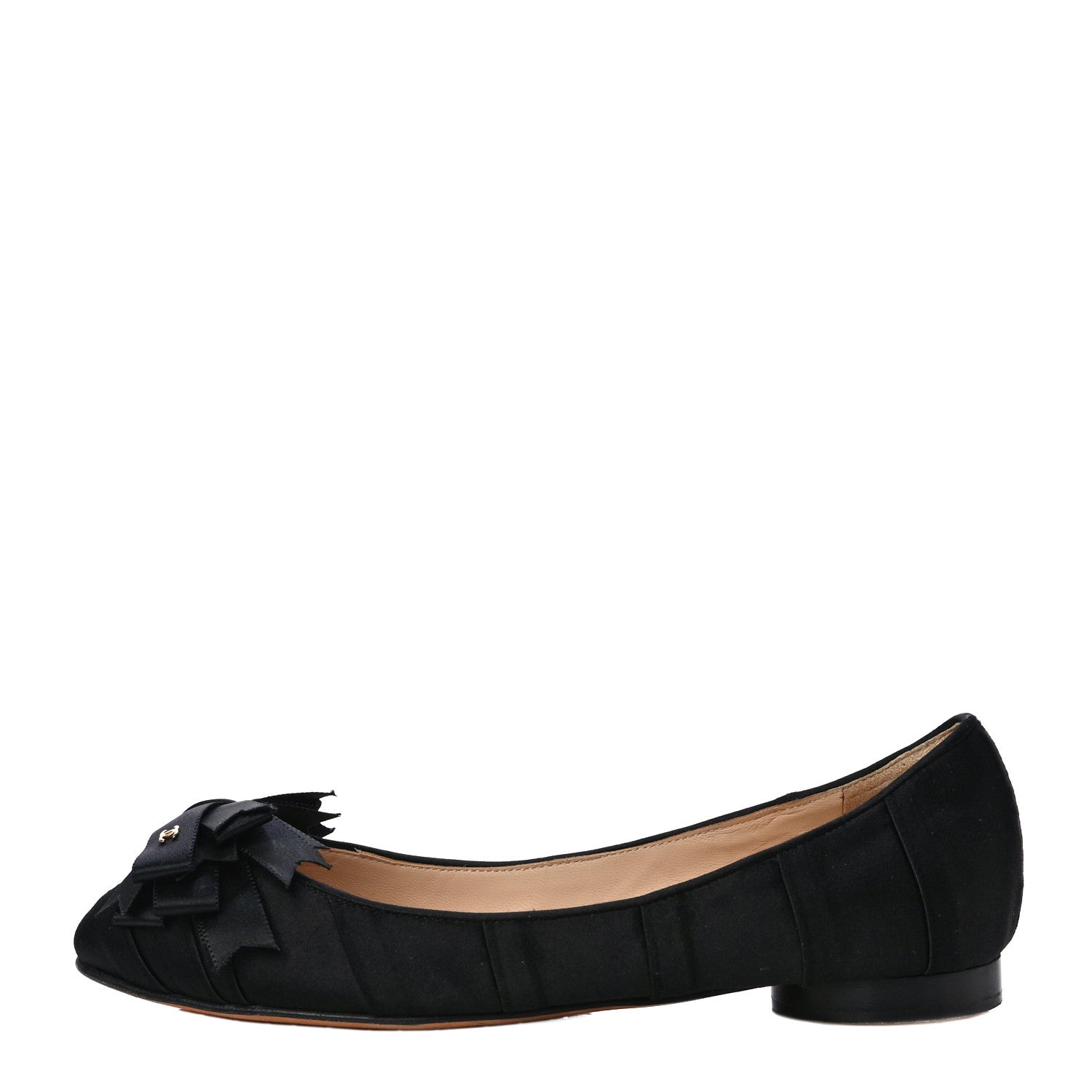 Chanel Satin CC Bow Flats 36.5 Black 1 of 8