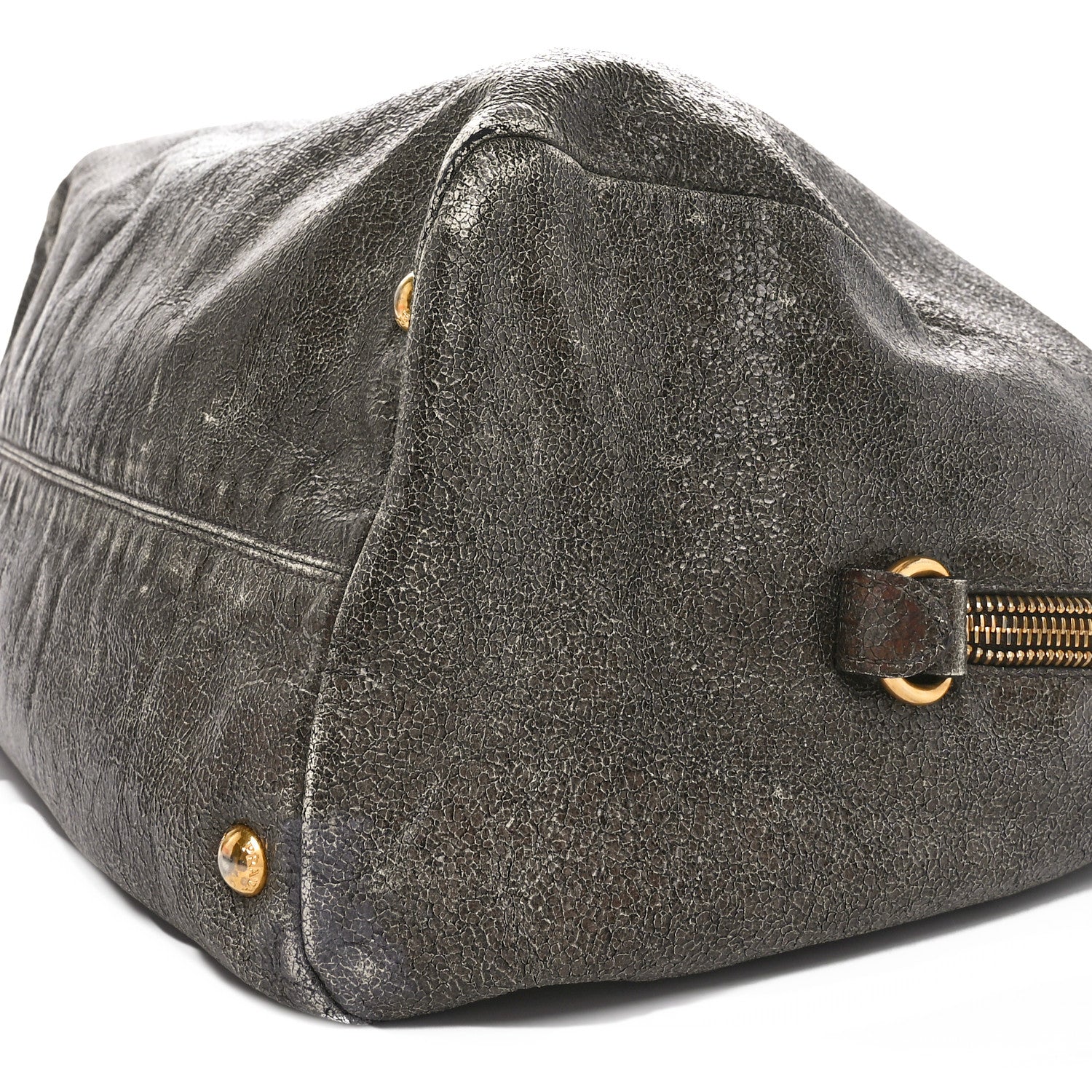 Prada Cervo Lux Shoulder Bag Dark Grey 9 of 9