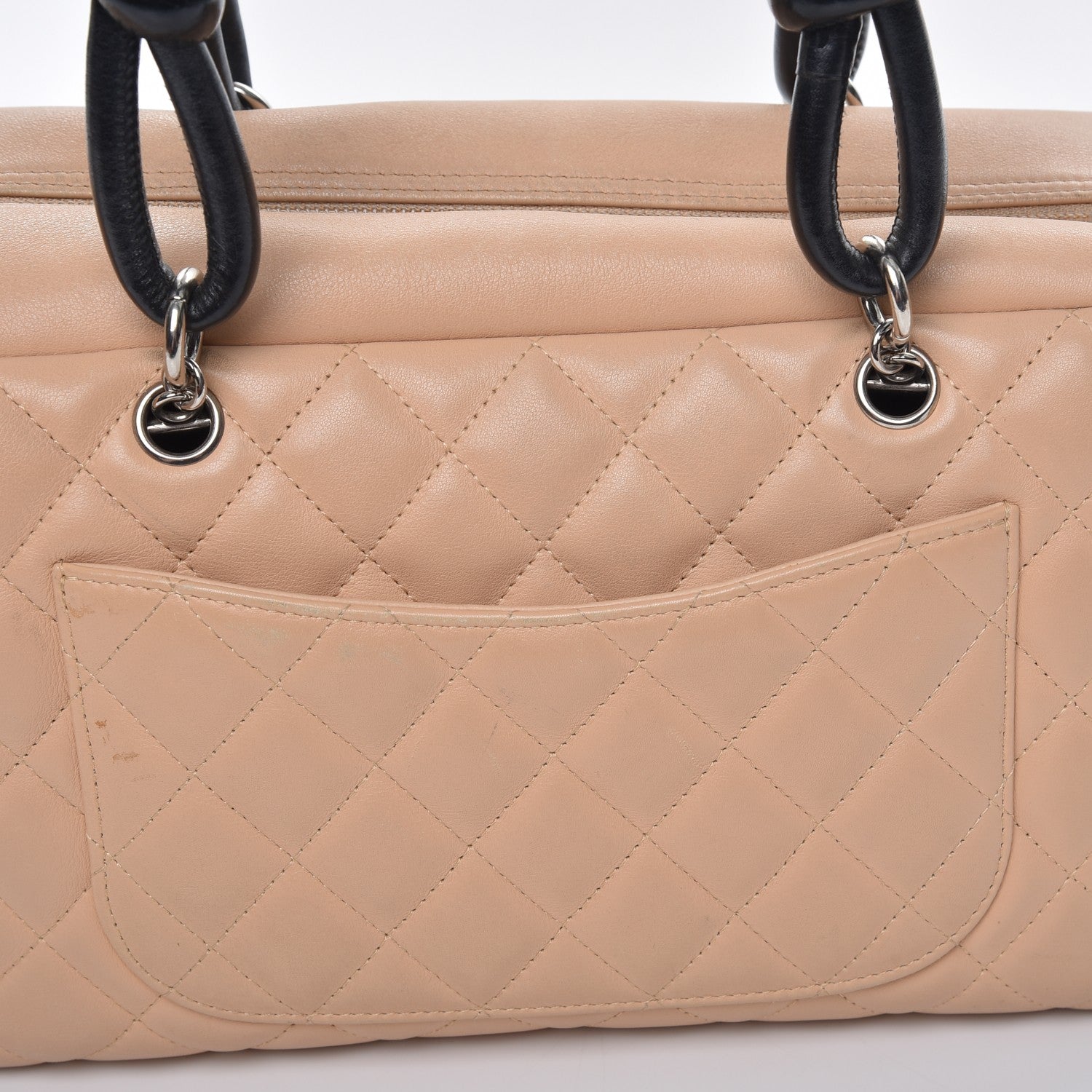 Chanel Calfskin Quilted Large Cambon Bowler Beige Black 9 of 11