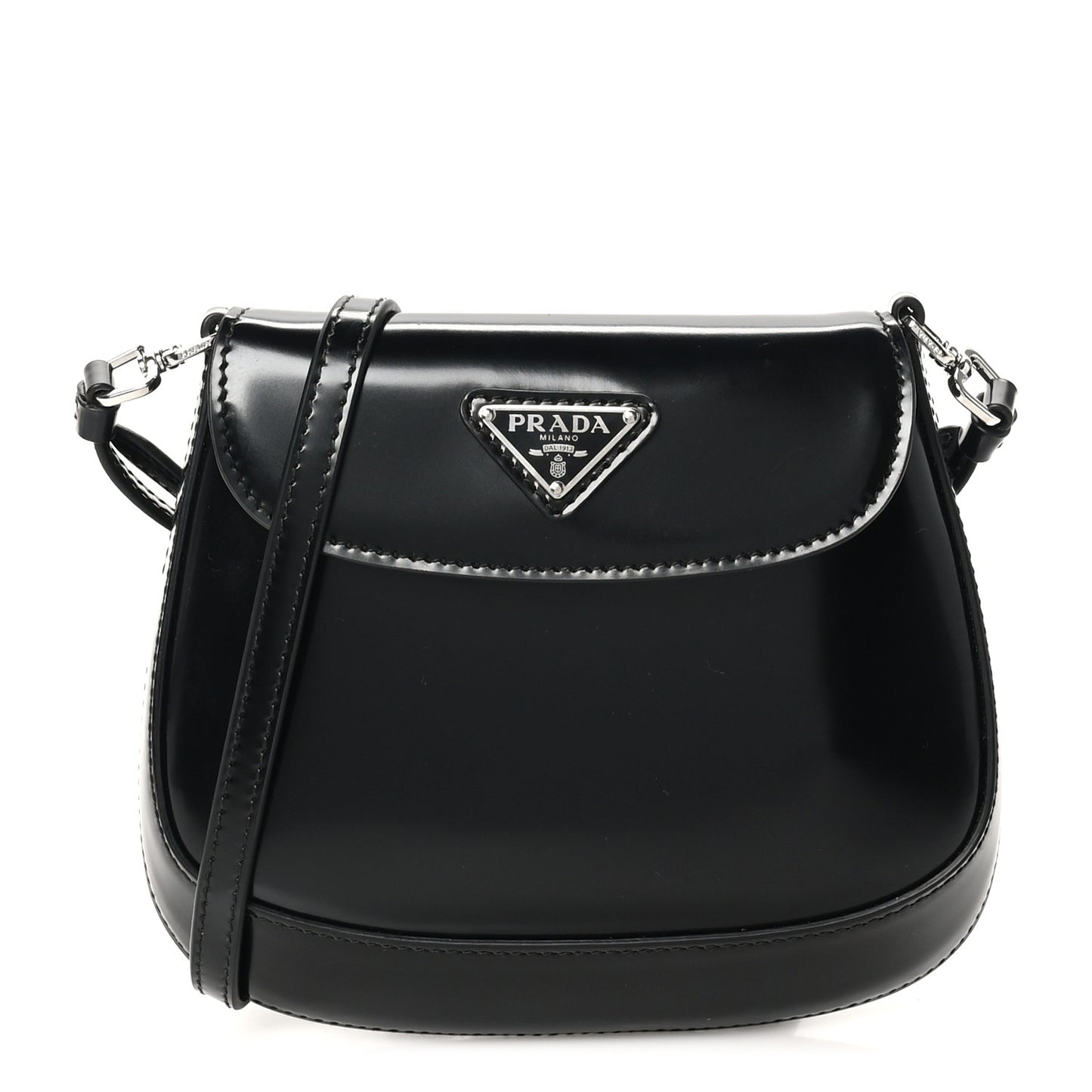 Spazzolato Mini Cleo Flap Adjustable Strap Shoulder Bag Black