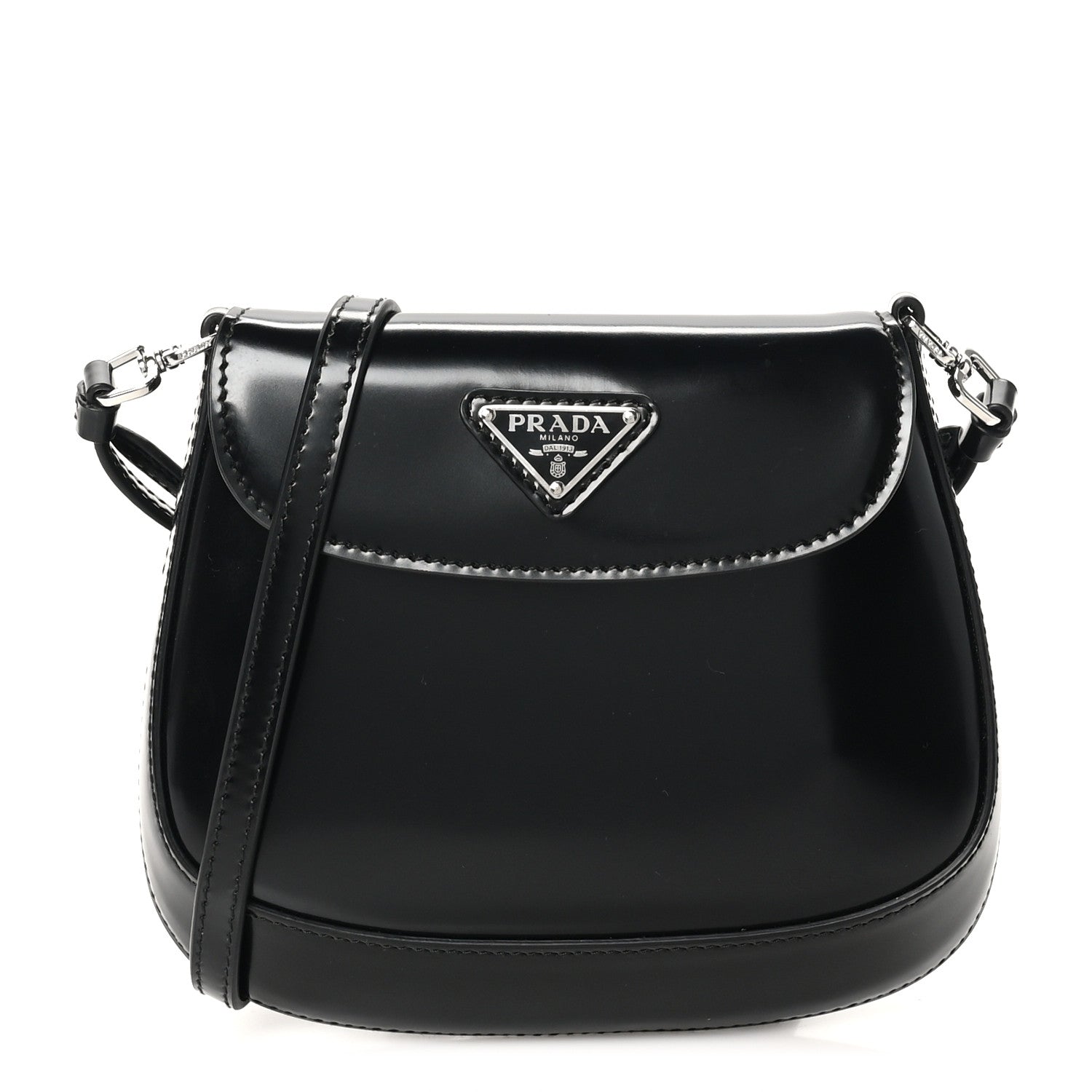 Prada Spazzolato Mini Cleo Flap Adjustable Strap Shoulder Bag Black 1 of 9