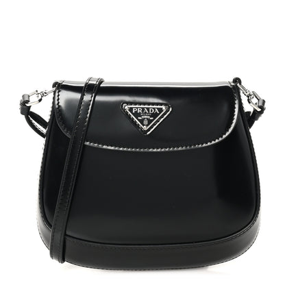 Prada Spazzolato Mini Cleo Flap Adjustable Strap Shoulder Bag Black 1 of 9