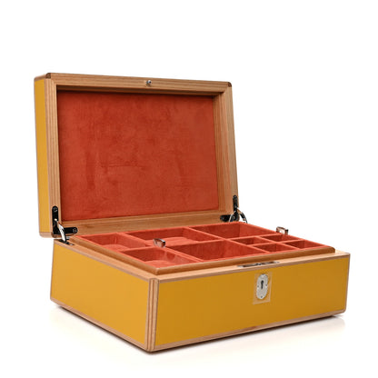 Hermes Elm Wood Evercolor Amalthee Watch Jewelry Box GM Jaune Ambre 5 of 9