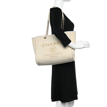 Chanel Lurex Boucle Small Deauville Tote Ivory 2 of 14