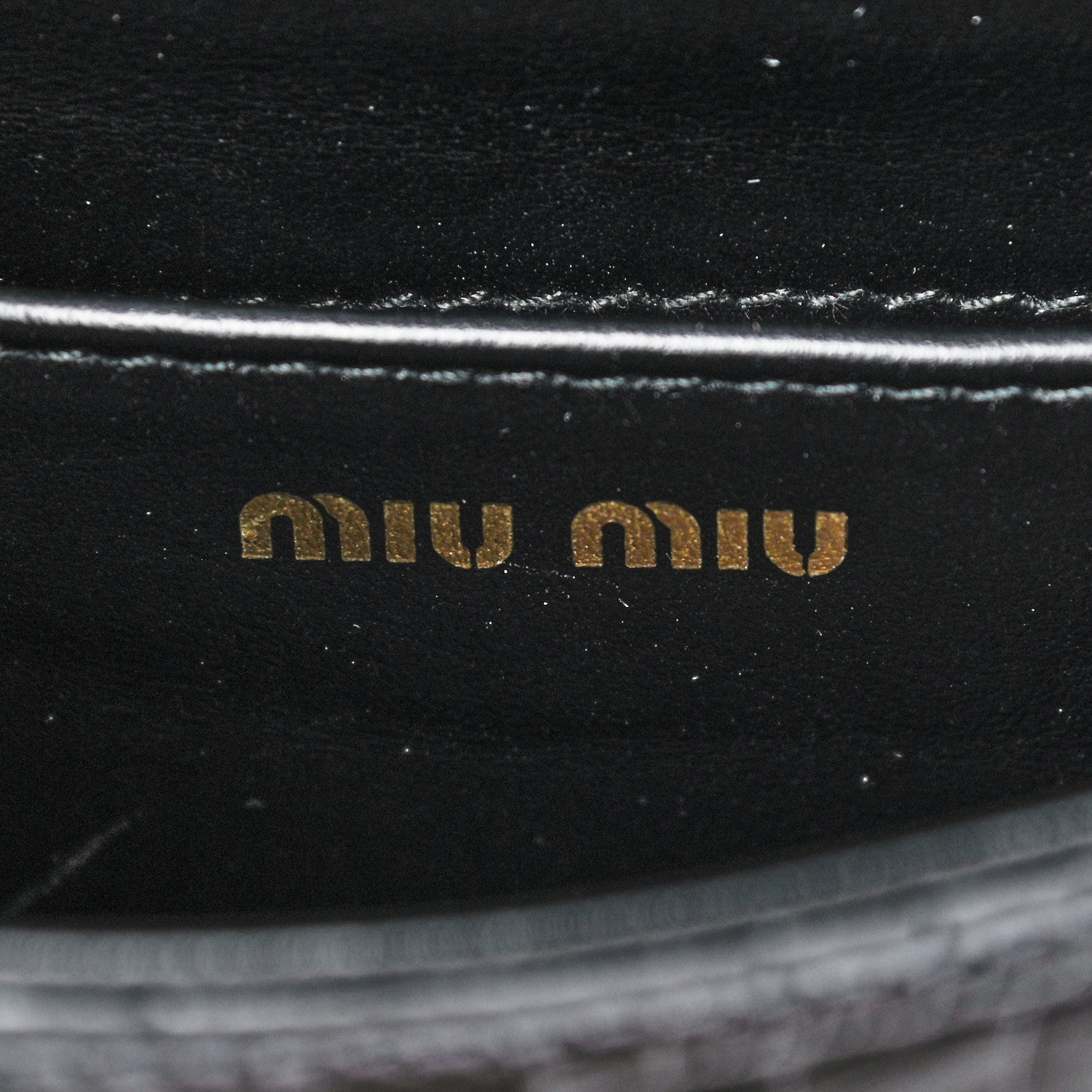 Miu Miu Crocodile Print Calfskin Top Handle Bag Black 6 of 10